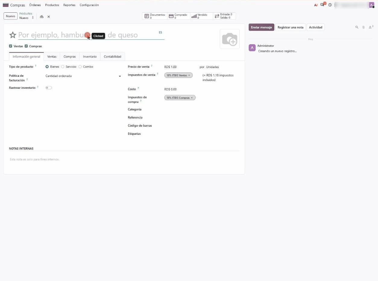Crear el producto que vas a comprar