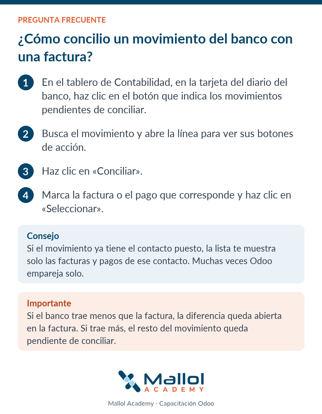 ¿Cómo concilio un movimiento del banco con una factura?