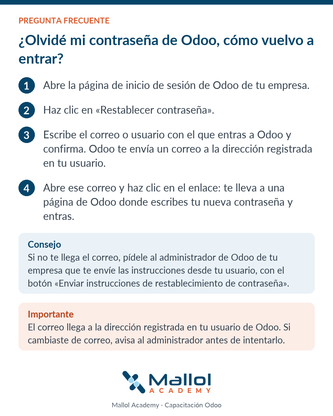 ¿Olvidé mi contraseña de Odoo, cómo vuelvo a entrar?