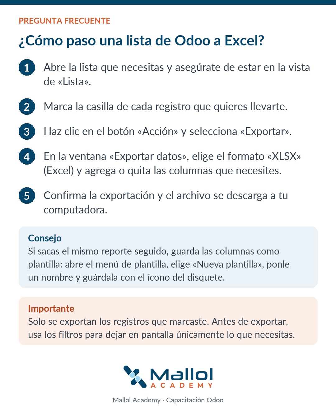 ¿Cómo paso una lista de Odoo a Excel?